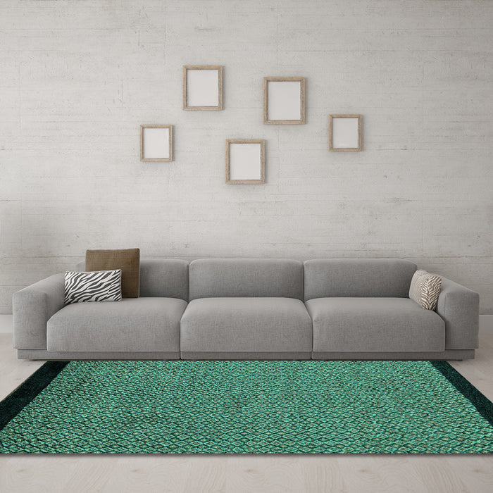 Machine Washable Abstract Turquoise Modern Area Rugs in a Living Room,, wshabs5166turq