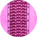 Round Machine Washable Abstract Pink Modern Rug, wshabs5167pnk