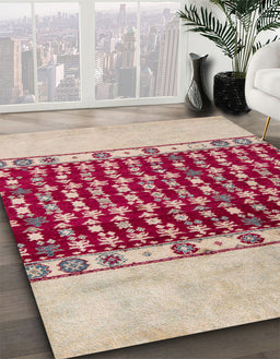 Machine Washable Abstract Brown Rug in a Family Room, wshabs5167