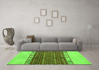 Machine Washable Abstract Green Modern Rug, wshabs5167grn