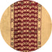 Round Abstract Brown Modern Rug, abs5167brn