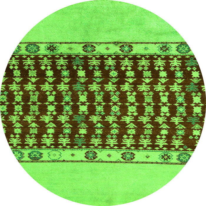 Round Abstract Green Modern Rug, abs5167grn