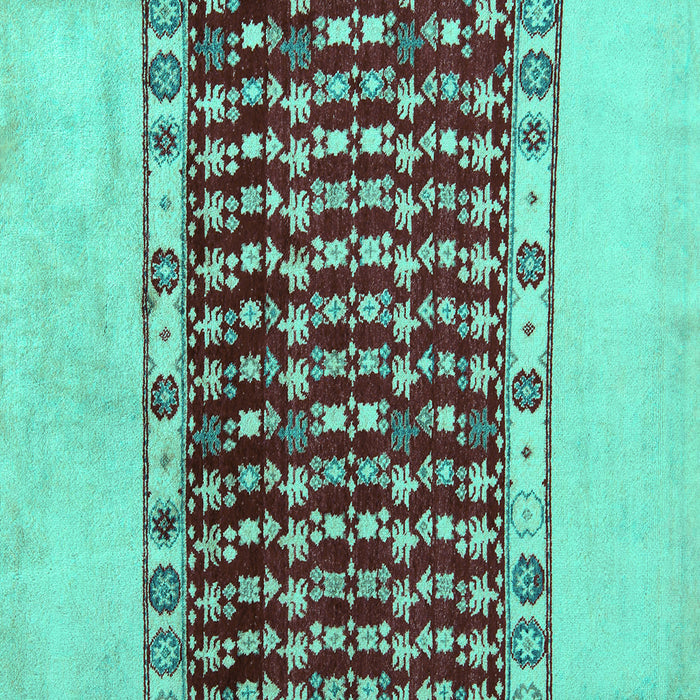 Square Machine Washable Abstract Turquoise Modern Area Rugs, wshabs5167turq