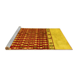 Sideview of Machine Washable Abstract Yellow Modern Rug, wshabs5167yw