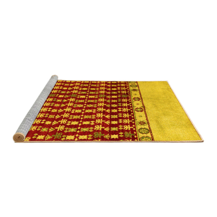 Sideview of Machine Washable Abstract Yellow Modern Rug, wshabs5167yw