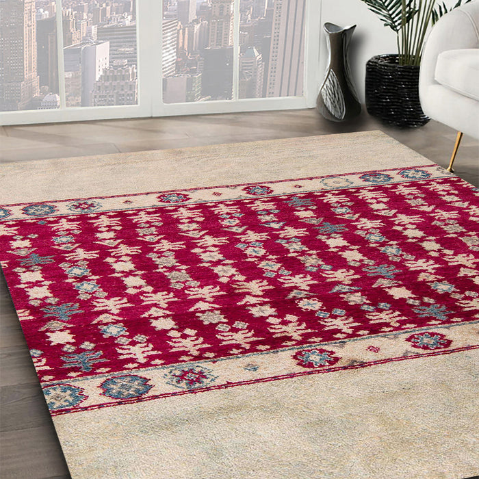 Abstract Brown Modern Rug in Family Room, abs5167