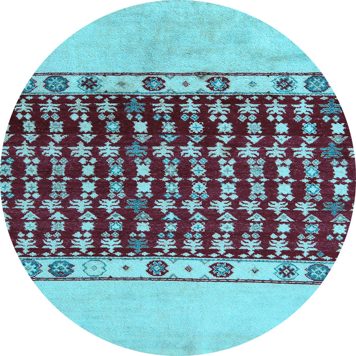 Round Abstract Light Blue Modern Rug, abs5167lblu
