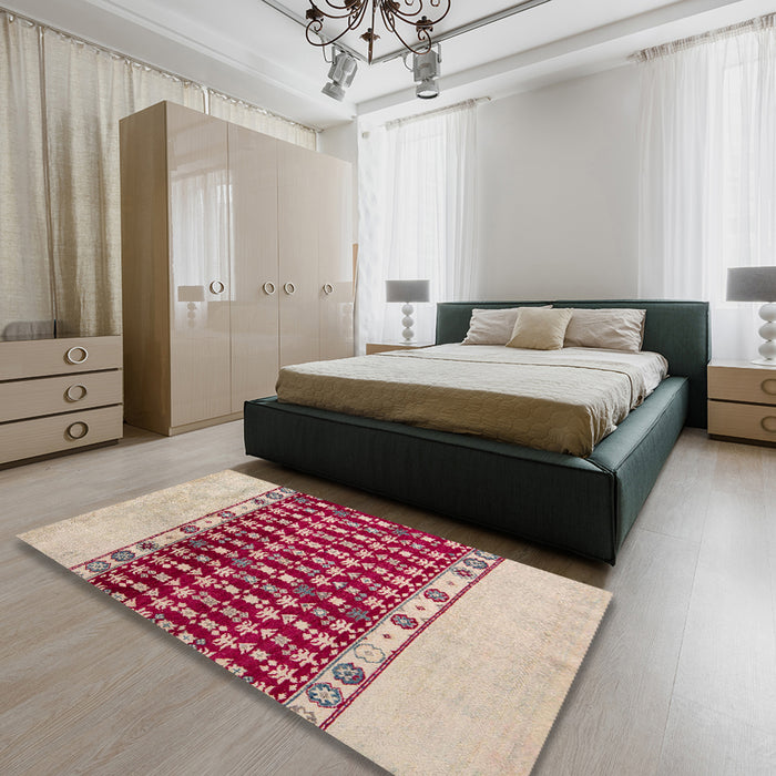 Abstract Brown Modern Rug in a Bedroom, abs5167