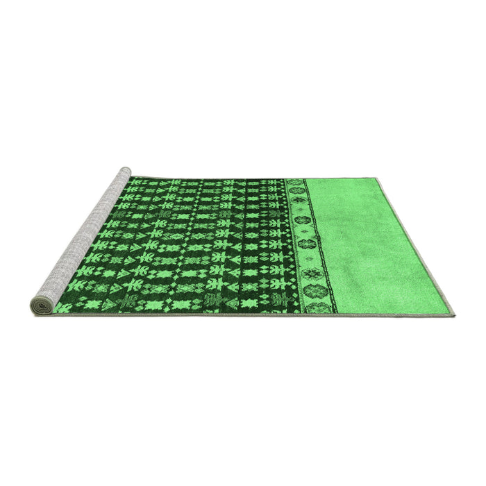 Sideview of Machine Washable Abstract Emerald Green Modern Area Rugs, wshabs5167emgrn