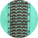 Round Abstract Turquoise Modern Rug, abs5167turq