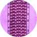 Round Machine Washable Abstract Purple Modern Area Rugs, wshabs5167pur