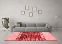 Machine Washable Abstract Red Modern Rug, wshabs5167red