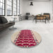 Round Machine Washable Abstract Brown Rug in a Office, wshabs5167