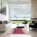 Square Abstract Brown Modern Rug in a Living Room, abs5167