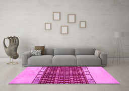 Machine Washable Abstract Pink Modern Rug in a Living Room, wshabs5167pnk