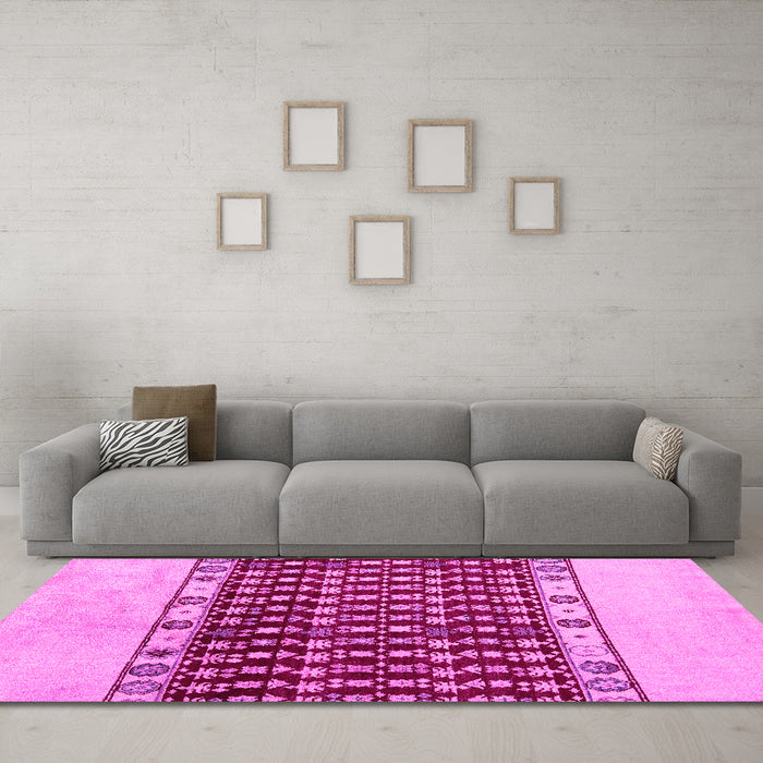 Machine Washable Abstract Pink Modern Rug in a Living Room, wshabs5167pnk