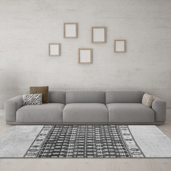 Machine Washable Abstract Gray Modern Rug in a Living Room,, wshabs5167gry