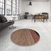 Round Abstract Red Brown Modern Rug in a Office, abs5168