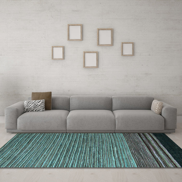 Machine Washable Abstract Light Blue Modern Rug in a Living Room, wshabs5168lblu