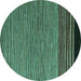 Round Abstract Turquoise Modern Rug, abs5168turq