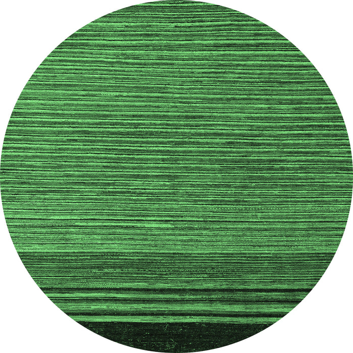 Round Machine Washable Abstract Emerald Green Modern Area Rugs, wshabs5168emgrn