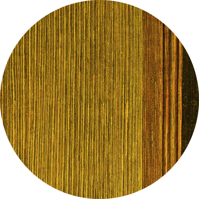 Round Machine Washable Abstract Yellow Modern Rug, wshabs5168yw