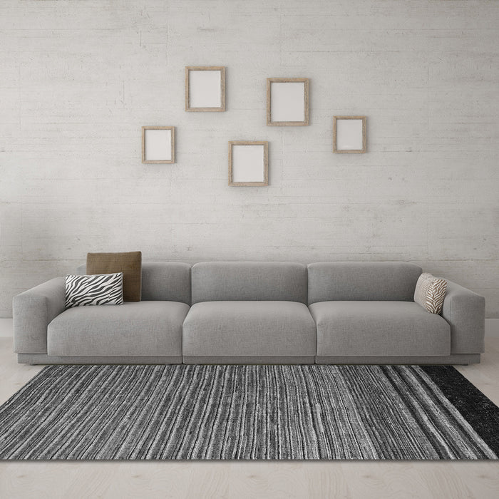 Machine Washable Abstract Gray Modern Rug in a Living Room,, wshabs5168gry