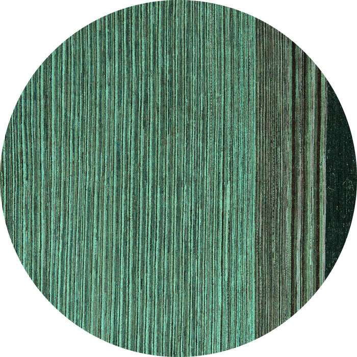 Round Machine Washable Abstract Turquoise Modern Area Rugs, wshabs5168turq