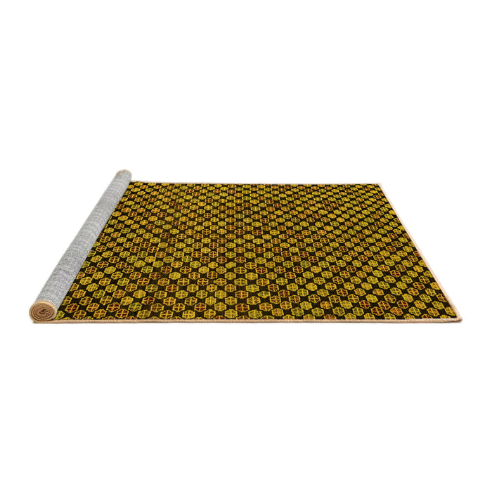 Sideview of Machine Washable Abstract Yellow Modern Rug, wshabs5169yw