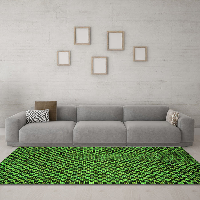 Machine Washable Abstract Green Modern Area Rugs in a Living Room,, wshabs5169grn