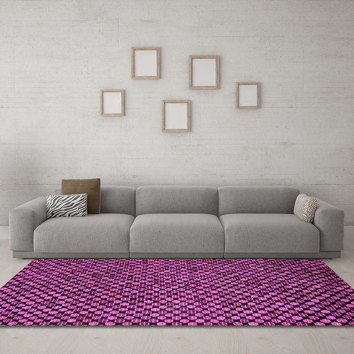 Machine Washable Abstract Pink Modern Rug in a Living Room, wshabs5169pnk