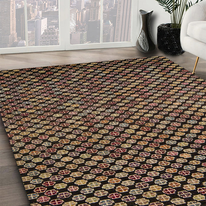Abstract Orange Brown Modern Rug in Family Room, abs5169