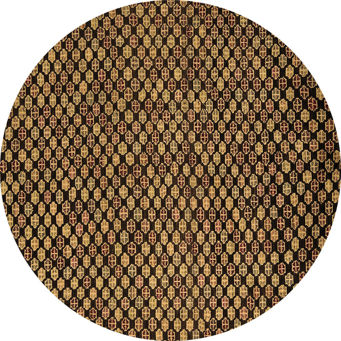 Round Abstract Brown Modern Rug, abs5169brn