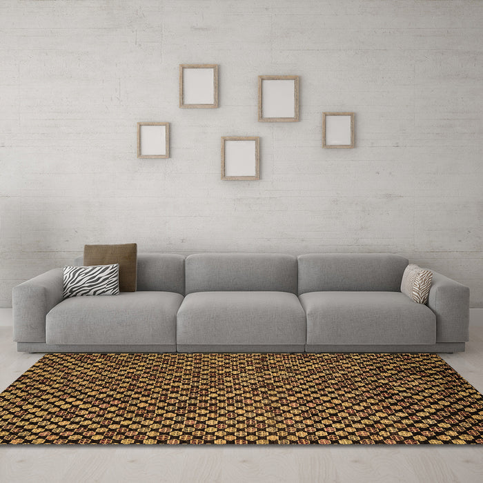 Machine Washable Abstract Brown Modern Rug in a Living Room,, wshabs5169brn