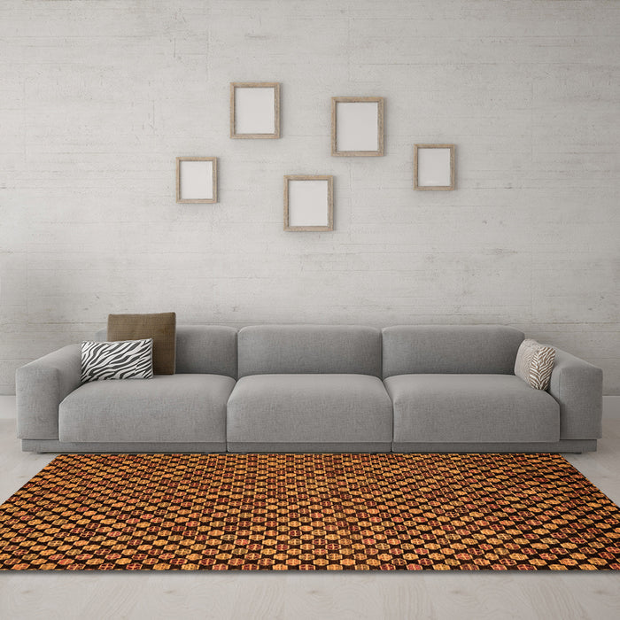 Machine Washable Abstract Orange Modern Area Rugs in a Living Room, wshabs5169org
