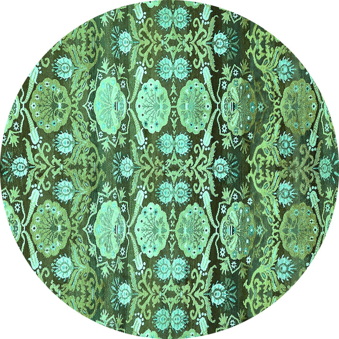 Round Abstract Turquoise Modern Rug, abs516turq