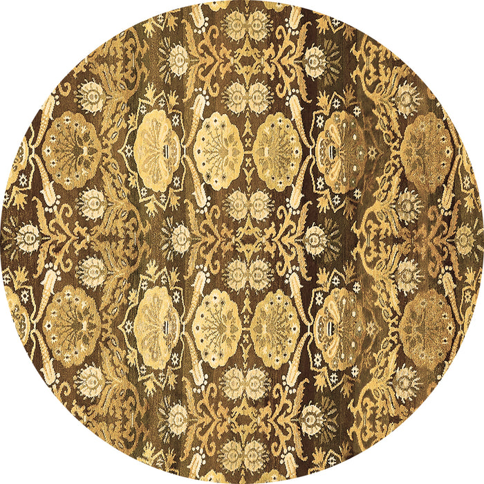 Round Abstract Brown Modern Rug, abs516brn