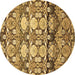 Round Abstract Brown Modern Rug, abs516brn