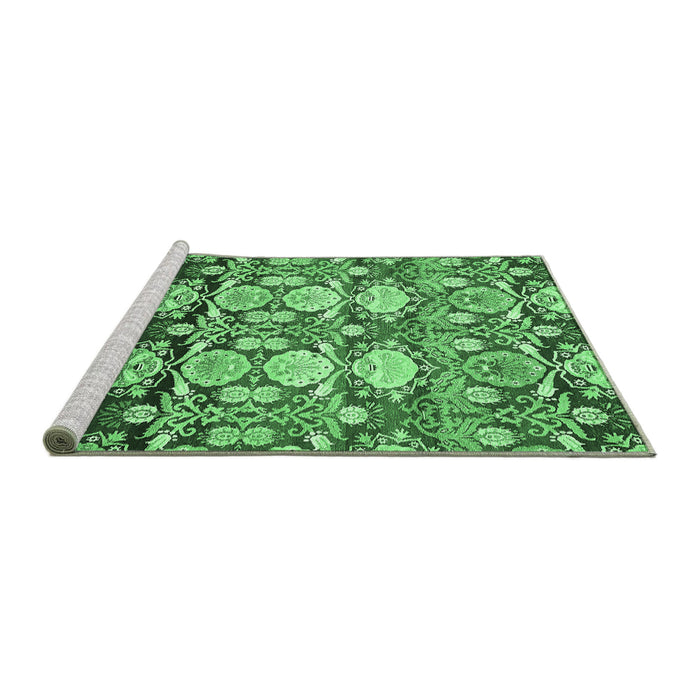 Sideview of Machine Washable Abstract Emerald Green Modern Area Rugs, wshabs516emgrn