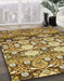 Machine Washable Abstract Chrome Gold Yellow Rug in a Family Room, wshabs516