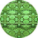 Round Machine Washable Abstract Green Modern Area Rugs, wshabs516grn