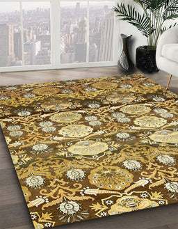 Abstract Chrome Gold Yellow Modern Rug in Family Room, abs516