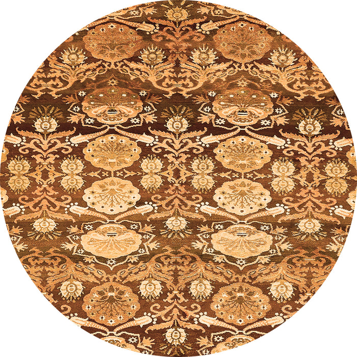 Round Abstract Orange Modern Rug, abs516org