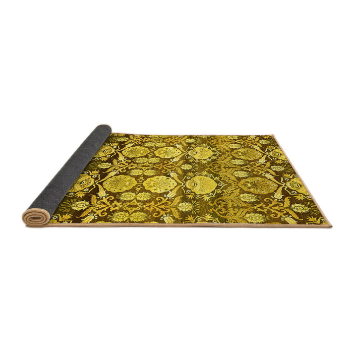 Sideview of Abstract Yellow Modern Rug, abs516yw