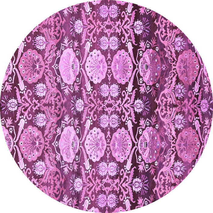 Round Machine Washable Abstract Purple Modern Area Rugs, wshabs516pur