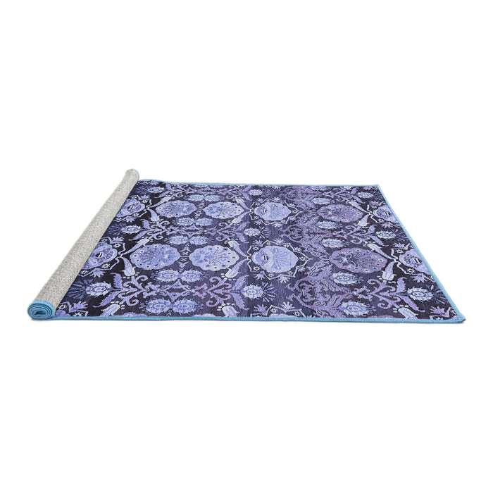 Sideview of Machine Washable Abstract Blue Modern Rug, wshabs516blu