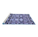 Sideview of Machine Washable Abstract Blue Modern Rug, wshabs516blu