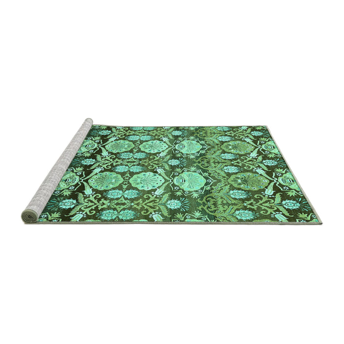 Sideview of Machine Washable Abstract Turquoise Modern Area Rugs, wshabs516turq
