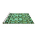 Sideview of Machine Washable Abstract Turquoise Modern Area Rugs, wshabs516turq