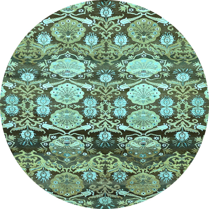 Round Abstract Light Blue Modern Rug, abs516lblu